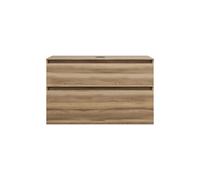 burgbad Lin20 mueble bajo para lavabo con consola, 2 extraíbles, 1002x552x661mm, WXOD100F5357, Color: Ceniza Dekor Cappuccino