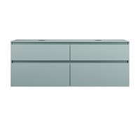 burgbad Lin20 mueble bajo para lavabo con consola, 2 huecos para lavabo, 4 extraíbles, 1602x487x611mm, SGIH160F5395, Color: Painel traseiro azul gelo mate / cinzento antracite