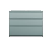 burgbad Lin20 mueble bajo para lavabo con consola, 3 extraíbles, 1202x552x900mm, WXOE120F5395, Color: Painel traseiro azul gelo mate / cinzento antracite