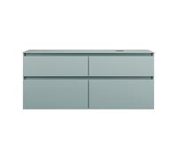 burgbad Lin20 mueble bajo para lavabo con consola, recorte para lavabo a la derecha, 4 extraíbles, 1402x487x661mm, SGIF140RF5395, Color: Painel traseiro azul gelo mate / cinzento antracite