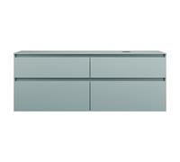 burgbad Lin20 mueble bajo para lavabo con consola, recorte para lavabo a la derecha, 4 extraíbles, 1602x487x661mm, SGIF160RF5395, Color: Painel traseiro azul gelo mate / cinzento antracite