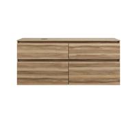 burgbad Lin20 mueble bajo para lavabo con consola, recorte para lavabo a la izquierda, 4 extraíbles, 1402x552x661mm, SGRA140LF5357, Color: Ceniza Dekor Cappuccino
