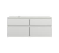 burgbad Lin20 mueble bajo para lavabo con consola, recorte para lavabo a la izquierda, 4 extraíbles, 1402x552x661mm, SGRA140LF5363, Color: Blanco alto brillo