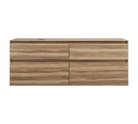burgbad Lin20 mueble bajo para lavabo con consola, recorte para lavabo a la izquierda, 4 extraíbles, 1602x552x611mm, SGRA160LF5357, Color: Ceniza Dekor Cappuccino
