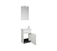 burgbad Rocio set de baño para invitados compuesto por espejo con luz LED, lavabo y mueble bajo lavabo, ancho 450mm, SGYT045F6223C0001, Color: Blanco Mate