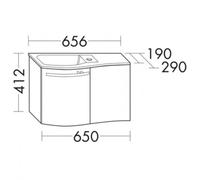 burgbad Sinea Guests Cuarto de baño Lavabo de cristal con mueble bajo, lavabo a la izquierda, anchura 670 mm, SELM065L316K0074, Color: Roble Decor Dark / Roble Decor Dark