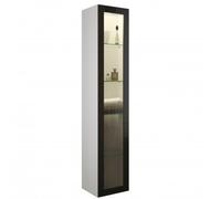 burgbad Yumo Armario alto, con giro a la izquierda, 1 puerta, con iluminación interior LED, anchura: 350mm, manilla G0179, HSKD035LF3724G0179, Color: Hacienda Black Melamine / Hacienda Black Melamine