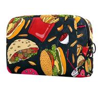 Burger Cola French Fries Falafel Pita - Neceser para mujer, neceser de viaje, bolsa organizadora de maquillaje grande con cremallera, multicolor, 18.5x7.5x13cm/7.3x3x5.1in, Neceser