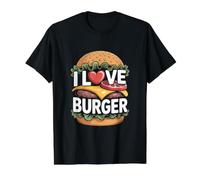 Burger Enthusiast Foodie Lovers Fun Fruit of Loom Original T Me Encanta Burger Juicy Delicious Treat Camiseta gráfica económica, Hombre, Negro, L Hombre (Pack de 1)