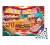 Burger Fast Food Shop Puzzle de 1000 Piezas Papel para Adultos Candy Dessert Puzzle para Toda la Familia Ocio Concentración Regalo 70x50cm/1000pcs