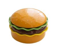 Burger Plates - Ceramic Stackable Microwave Safe Dinnerware, Hamburger Shaped Dinner Plates Set, Cute Stackable Burger Plate With 5-Piece Lid Set, Snack Bowls And Sauce Stacking