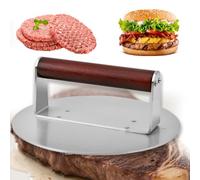Burger Smasher - Prensa para hamburguesas (21,5 cm, 1,15 kg, acero inoxidable, mango de madera, para carne, hamburguesas, carne, tocino, salchichas, accesorios profesionales para barbacoa (15,2 cm)