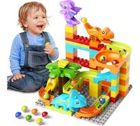 burgkidz Pista de Canicas Dinosaurios Bloques Juego de Laberinto, 78 Piezas Circuito Carreras de Mármol Juguete de Construcción, Regalos Educativo Stem para Niños de 3+ Años