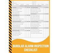 Burglar Alarm Inspection Checklist: Security Alarm System Inspection Record for Monitoring, Sensors, and Control Panels.
