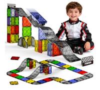burgmate Construcciones Magneticas Niños, 40 Piezas Bloques Carreteras Magnéticas y Coche, Juguetes Caminos de Ciudad Fichas Magnéticas Regalos para 3 4 5 6 7 Años Niño Niña Navidad (7,5 cm)