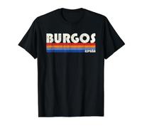Burgos España Estilo Retro Años 70 80 Camiseta gráfica económica, Hombre, Negro, S