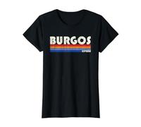 Burgos España Estilo Retro Años 70 80 Camiseta gráfica económica, Mujer, Negro, M
