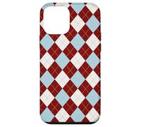 Burgundy and Blue Argyle Print Rhombus Geometric Preppy Carcasa para iPhone 12 Mini