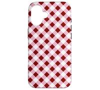 Burgundy and Pink Gingham Squares Classic Plaid Trendy Carcasa para iPhone 16