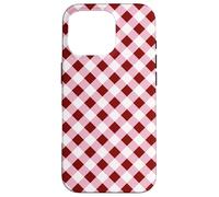 Burgundy and Pink Gingham Squares Classic Plaid Trendy Carcasa para iPhone 16 Pro