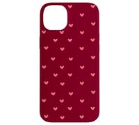 Burgundy and Pink Minimalist Heart Pattern Trendy Women Carcasa para iPhone 14 Plus