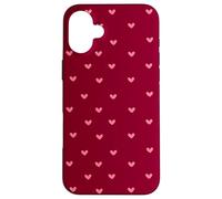 Burgundy and Pink Minimalist Heart Pattern Trendy Women Carcasa para iPhone 16 Plus
