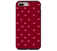 Burgundy and Pink Minimalist Heart Pattern Trendy Women Carcasa para iPhone 7 Plus/8 Plus