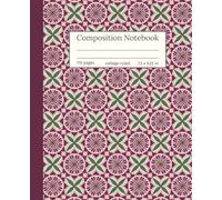 Burgundy Floral Tile Design Composition Notebook: College Ruled, Burgundy and Pink Mandala Pattern, Stylish Notebook for Teens, Women, Students, and Professionals