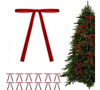 Burgundy Velvet Bows for Christmas Tree, Red Christmas Decorations, Velvet Ribbon Bows for Trees Decorations Wreath Outdoor Indoor (Red,12pcs)