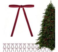 Burgundy Velvet Bows for Christmas Tree, Red Christmas Decorations, Velvet Ribbon Bows for Trees Decorations Wreath Outdoor Indoor (Burgundy,24pcs)