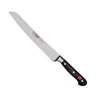 Burgvogel Solingen, Comfort Line, Cuchillo de pan, afilado, forjado, 23 cm, hoja serrada, inoxidable, apto para lavavajillas, remachado, negro, alta calidad