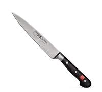 Burgvogel Solingen, Comfort Line, Cuchillo de trinchar, afilado, forjado, 18 cm, inoxidable, apto para lavavajillas, cuchillo de cocinero estrecho de alta calidad, remachado, negro