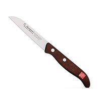Burgvogel Solingen, Cuchillo de cocina pequeño y afilado, inoxidable, 8 cm, acero inoxidable, apto para lavavajillas, mango de madera marrón, serie de cuchillos para el hogar