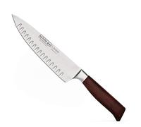 Burgvogel Solingen, Natura Line, Cuchillo de Cocinero, Mango de Madera, Acabado Satinado Rojo, Forjado, 20 cm con Hoja alveolada, Cuchillo de Cocina Muy Afilado, Inoxidable, Made in Germany
