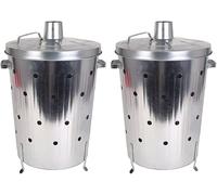 BURI 2 barriles de combustión 75L metal galvanizado con tapa, 47 x 74 cm | BURI, Barriles de fuego, cestas de fuego, estufas de jardín, fogatas para jardín y terraza