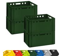 BURI 4 cajas para carniceros E3, 60 x 40 x 30 cm, aptas para alimentos, robustas, apilables, de Alemania, color verde oscuro