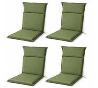 BURI 4 cojines para silla de jardín de 118 x 47 cm, 4,5 cm de grosor, en verde, para respaldo alto, cojín para asiento y cojín para muebles de jardín con respaldo alto, relleno de espuma