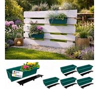BURI 6 palés europeos para macetas, incluye esterilla de riego, con sistema de suspensión para colgar, 37,3 cm, verde, jardinera para palé europeo, jardinera para balcón, maceta, extremadamente