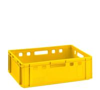 BURI Caja para carne, E2, amarillo, 60 x 40 x 20 cm, Eurobox de Alemania, apta para alimentos, robusta, apilable