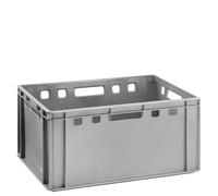 BURI Caja para carnicería, E3, 60 x 40 x 30 cm, color gris | BURI, Caja de carnicería, apilable, apta para alimentos, fabricada en Alemania