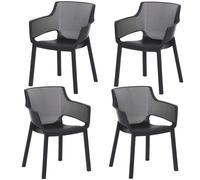 BURI Easy 4x Silla de Jardín Apilable Bistro 80cm Grau Antracita