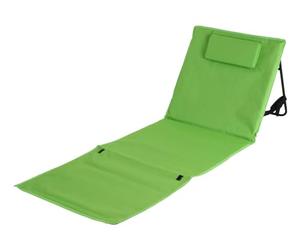 BURI Esterilla de playa plegable con respaldo y cojín para la cabeza, tumbona de playa con bolsa de transporte, tumbona de jardín, muebles de jardín, plegable, color verde
