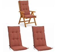 BURI Juego de 2 cojines de respaldo alto para sillas de jardín, 120 x 48 x 7 cm, resistentes a los rayos UV, resistentes a la luz, cojines para sillas de jardín con relleno de espuma gruesa (terracota