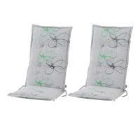 BURI Juego de 2 cojines de respaldo alto para sillas de jardín, 120 x 48 x 7 cm, resistentes a los rayos UV, resistentes a la luz, cojines para sillas de jardín, diseño de flores, cojines para sillas