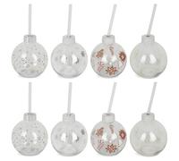 BURI Juego de 8 bolas de cristal para árbol de Navidad, 400 ml, con pajita de 19 cm, para Navidad, invierno, Adviento, vasos para bebidas, fiestas, Navidad, decoración festiva