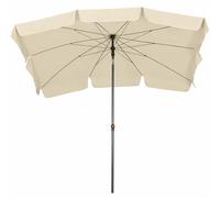 BURI Sombrilla Tropico 210 x 140 cm, color beige natural, rectangular, con estructura de acero, protección UV UPF 50+, plegable, altura regulable, poliéster 180 g/m², resistente a la intemperie