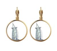 Burj al-Arab - Pendientes colgantes de oro de Dubai con clip, sin perforación, joyería colgante