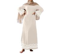 Burka Elegante vestido largo musulmán con mangas acampanadas y bordado intrincado - Un punto culminante de moda., beige, XXL