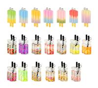 burkfeeg 40 Piezas Mini Colgantes de Té de Frutas, Colgante de Resina de Té de Burbujas para DIY Pendientes Collar Llavero