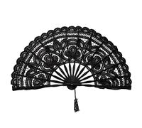 burkfeeg Ventiladores Plegables con Borla de Encaje, Abanico de Boda Estilo Vintage Chino para Baile, Fiesta